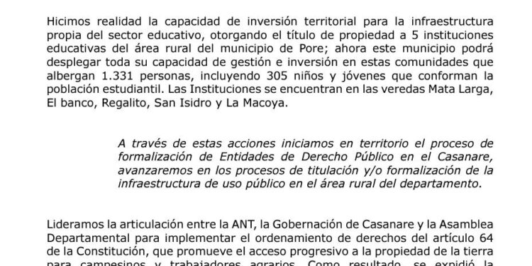 Reforma Agraria se hace realidad sueños en Casanare