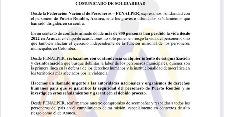 Rechazan señalamientos contra Personero de Puerto Rondón