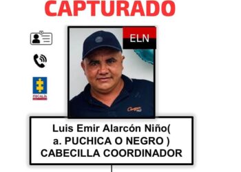 Capturado alias ‘Puchica’ cabecilla del ELN en Arauca y 5 sujetos más del Frente “Domingo Laín Sáenz”