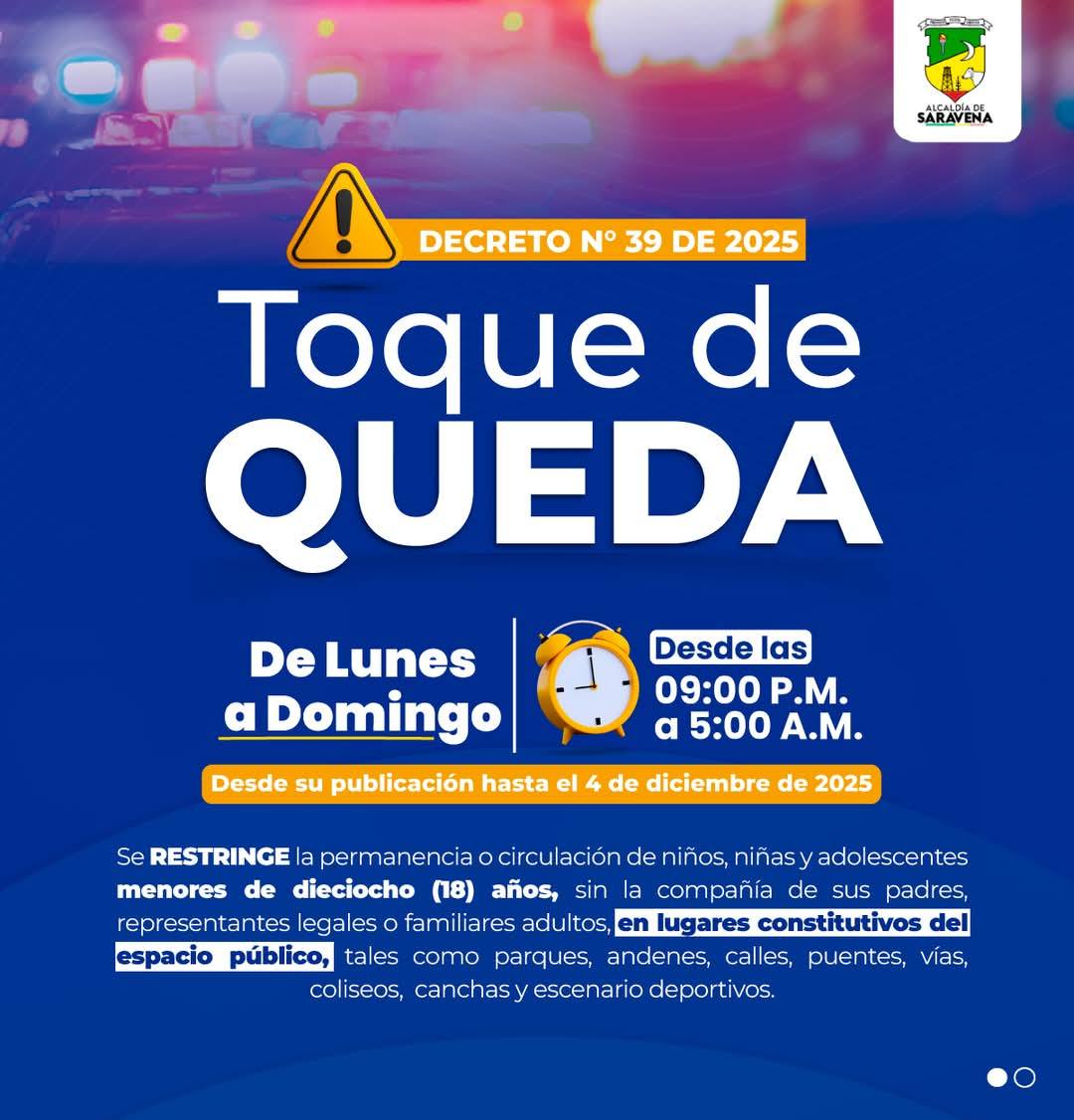 Toque de queda para menores de edad en Saravena » Diario de Casanare