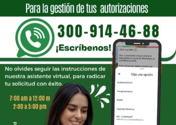 Capresoca habilita nuevo Whatsapp para autorización de servicios 3009144688