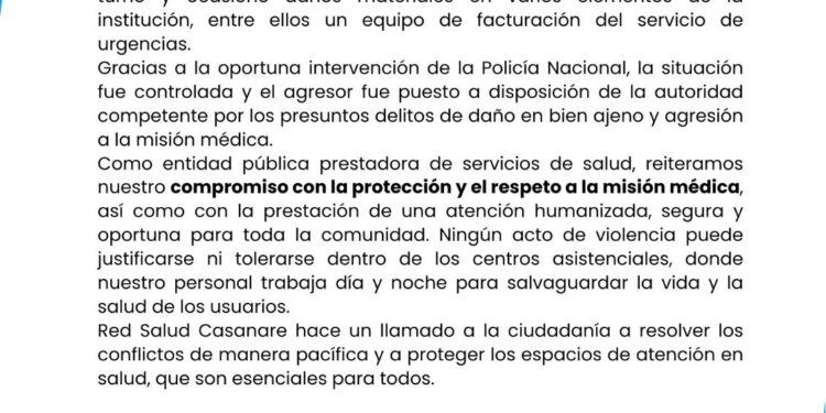 Gobernación rechaza agresión a misión médica