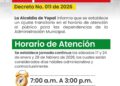 Alcaldía de Yopal ajusta temporalmente su jornada de atención al público