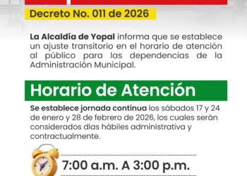 Alcaldía de Yopal ajusta temporalmente su jornada de atención al público