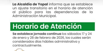 Alcaldía de Yopal ajusta temporalmente su jornada de atención al público