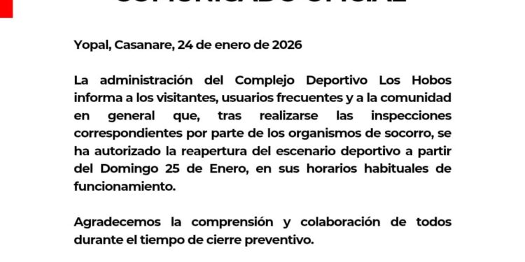 Complejo deportivo Los Hobos en Yopal reabre sus puertas este domingo tras controlar presencia de abejas