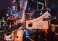 Bus de transporte público con 42 pasajeros a bordo se volcó en la vía Bogotá-La Vega: organismos de socorro atienden la emergencia