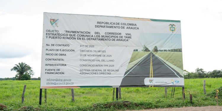Avanzan obras de pavimentación en el corredor vial Tame–Puerto Rondón en Arauca