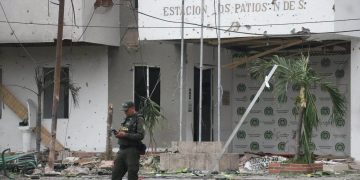 Así quedo la estación de Policía de Los Patios, tras atentado con carro bomba