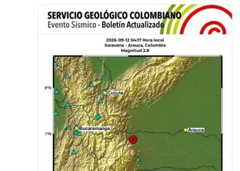 Sismo de magnitud 2.8 fue registrado este sábado en el departamento de Arauca